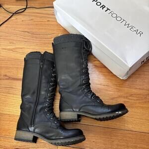 Black Leather Lace Up Boots 0 E 06